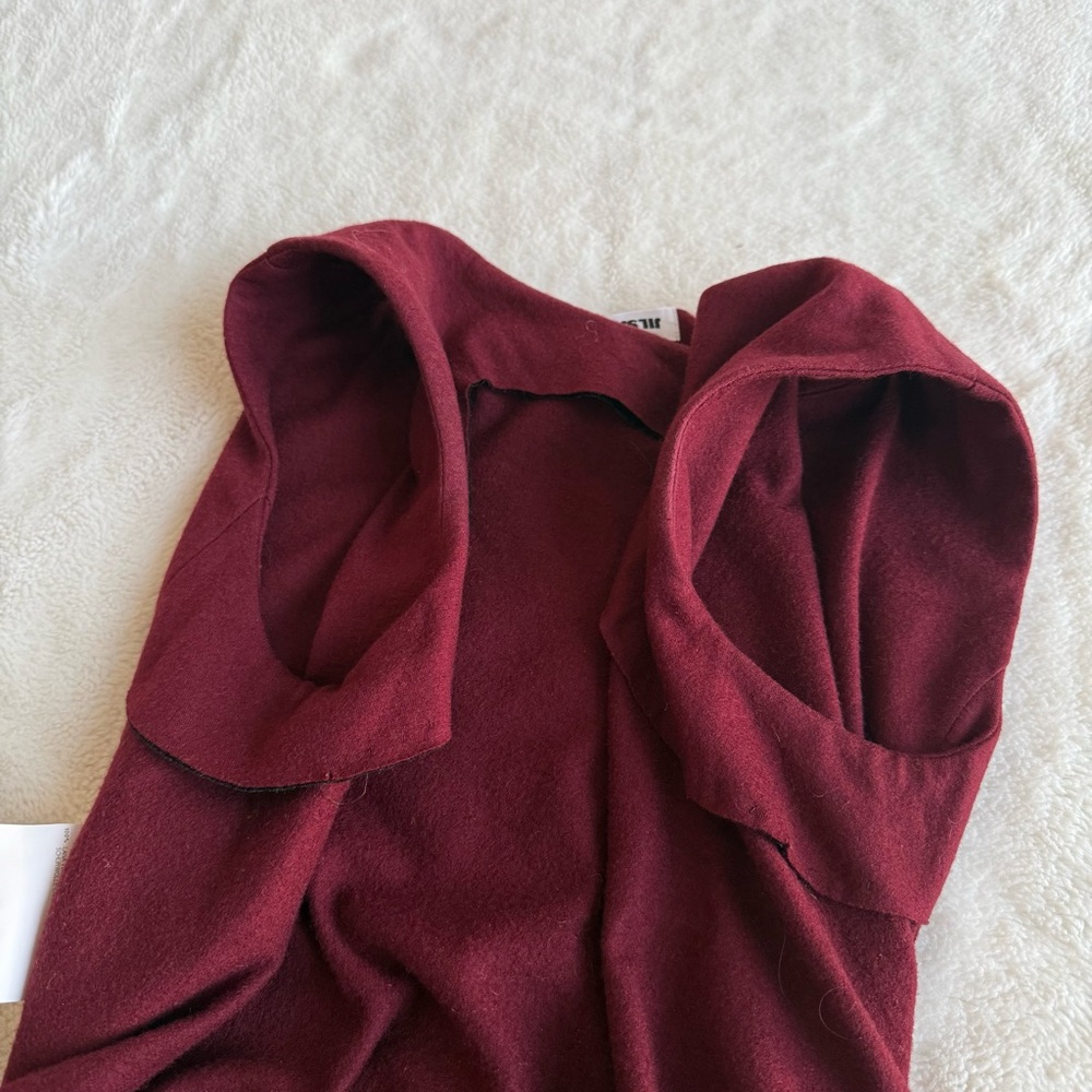 Jil Sander Wool Dark Red Sleeveless Knee Length Dress M (8) - Picture 9 of 10